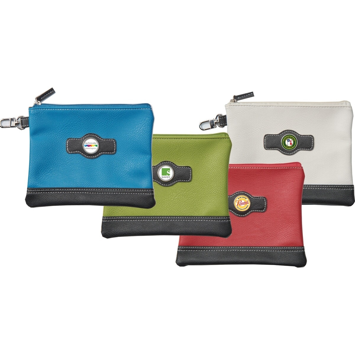 Two-Tone Zipper Pouch (RD, WH, BL & GR)