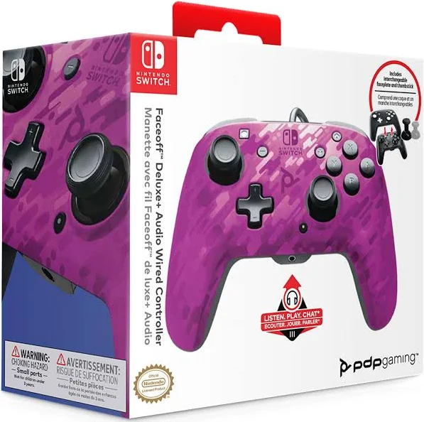 PDP FACEOFF DELUXE + AUDIO WIRED CONTROLLER PURPLE – NINTENDO SWITCH