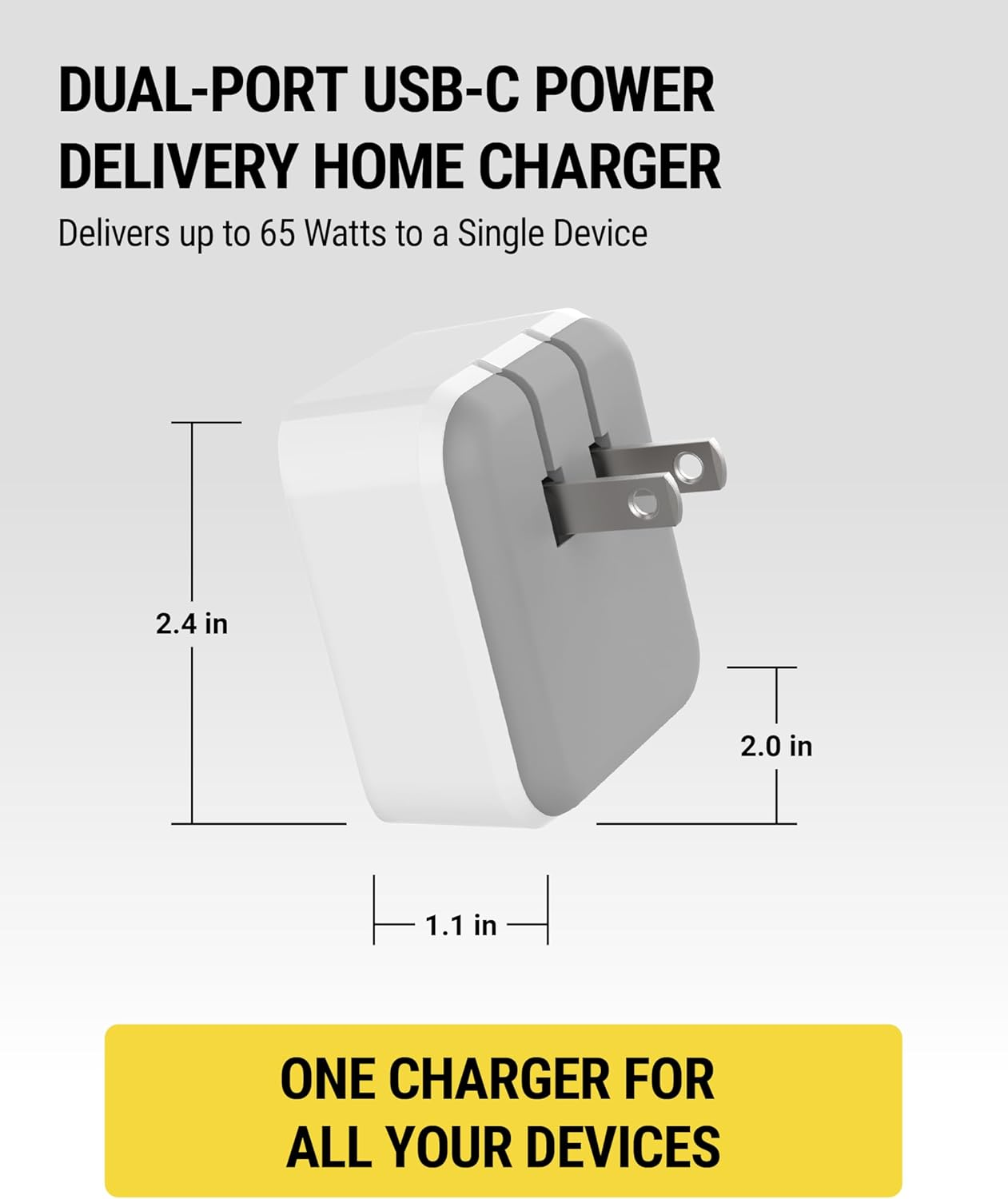 Scosche Dual-Port USB-C Wall Charger Block-65W