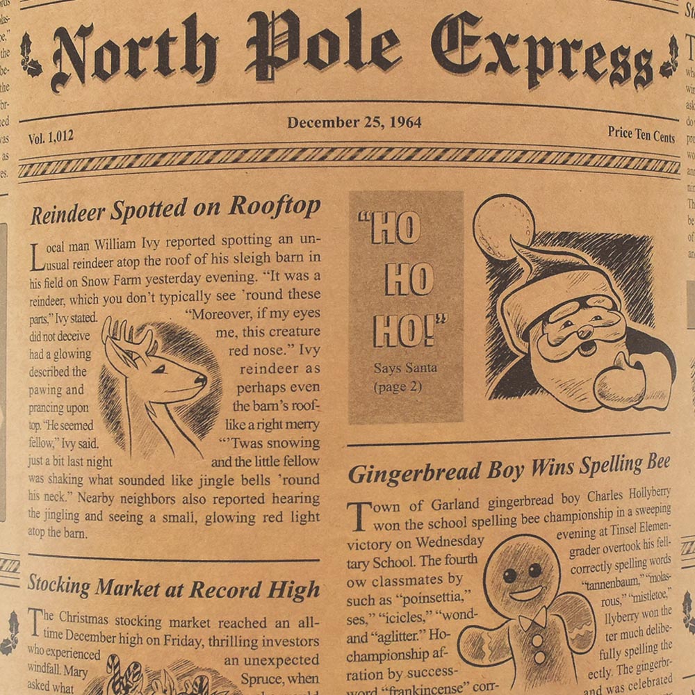 North Pole News Gift Wrap - 30"x150'