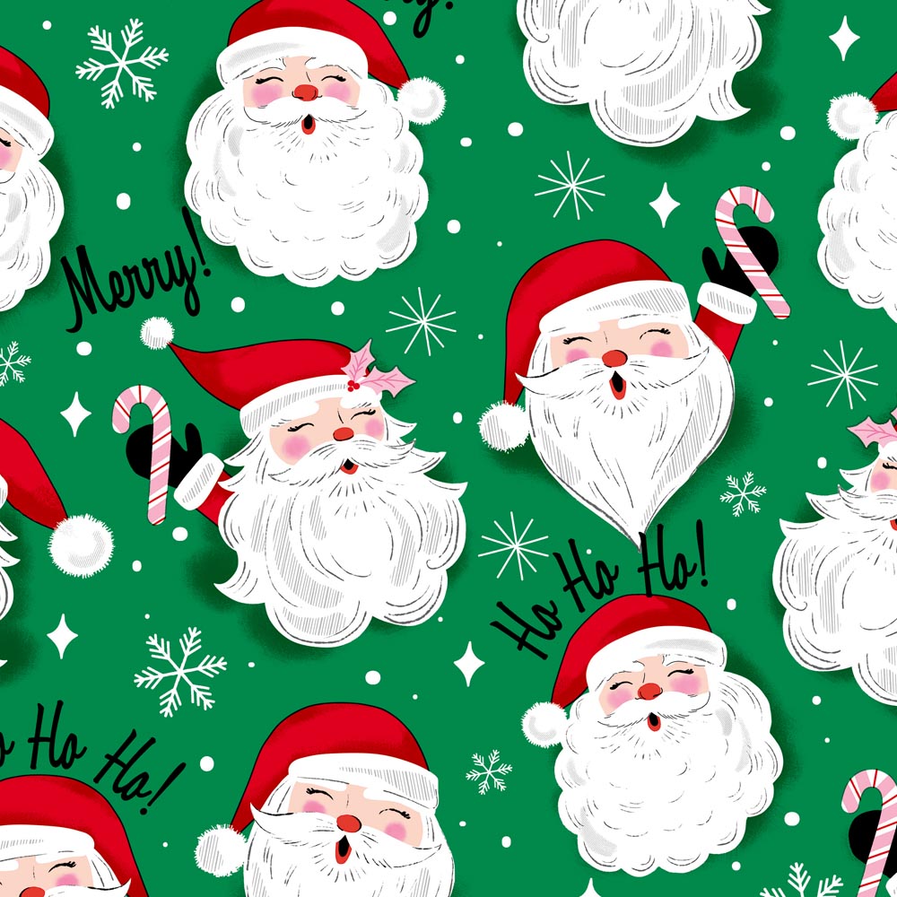 Santa & Candy Canes Gift Wrap - 30"x150'